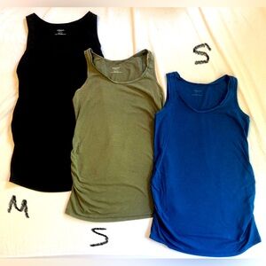 Maternity Tank Top Bundle of 3 - Blue/Olive/Black- Sizes S & M
